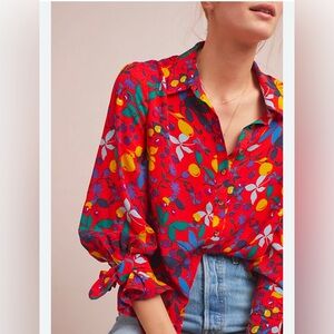 Anthropologie Red Blouse